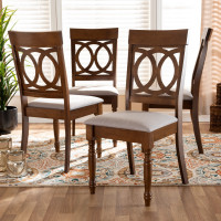 Baxton Studio RH333C-Grey/Walnut-DC-4PK Lucie Modern and Contemporary Grey Fabric Upholstered and Walnut Brown Finished Wood 4-Piece Dining Chair Set